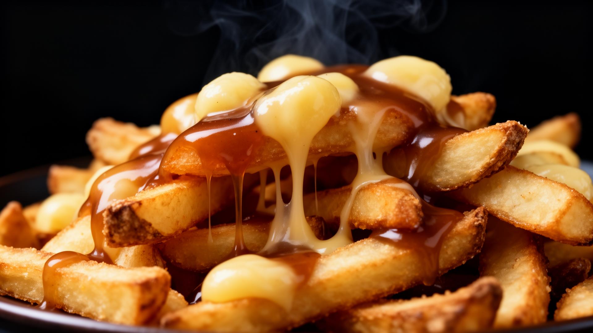 Poutine fondante avec fromage qui coule